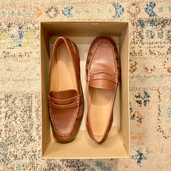 NEW Madewell Brown Leather Penny Loafers 9.5