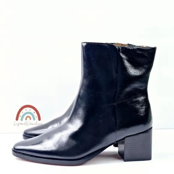 New! Madewell The Ardin Ankle Boot Leather Chunky Heel Boots