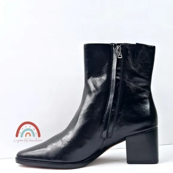 New! Madewell The Ardin Ankle Boot Leather Chunky Heel Boots