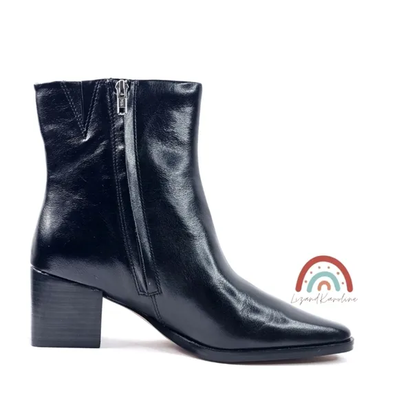 New! Madewell The Ardin Ankle Boot Leather Chunky Heel Boots