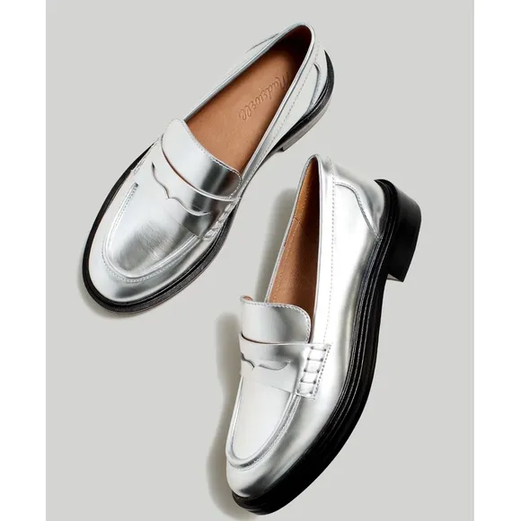 New MADEWELL The Vernon Loafer in Silver Mirror