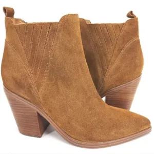 New Marc Fisher Gadri Pointed Toe Brown Suede Booties Ankle Boots Womens 9.5
