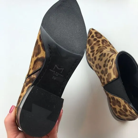 NEW Marc Fisher leopard calf hair ankle boots