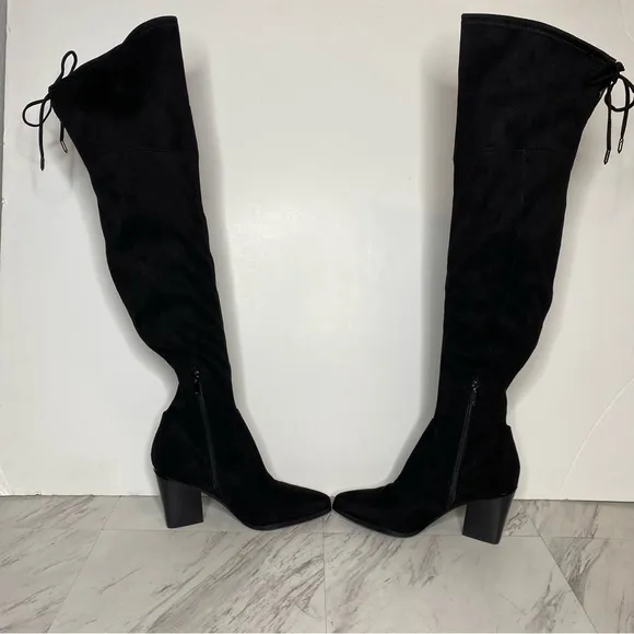 New! Marc Fisher Okun Black Pointy Toe Over the Knee Boot 8M