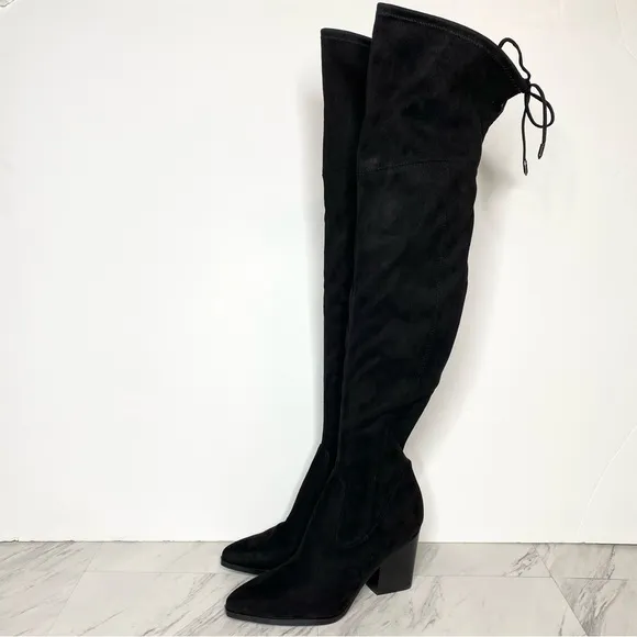 New! Marc Fisher Okun Black Pointy Toe Over the Knee Boot 8M