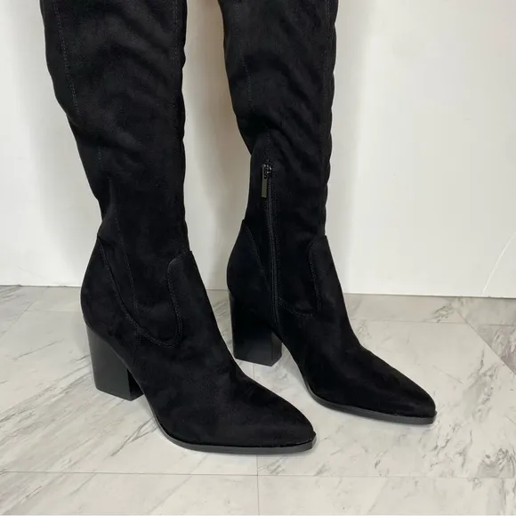 New! Marc Fisher Okun Black Pointy Toe Over the Knee Boot 8M