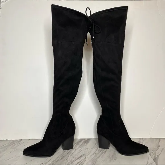 New! Marc Fisher Okun Black Pointy Toe Over the Knee Boot 8M