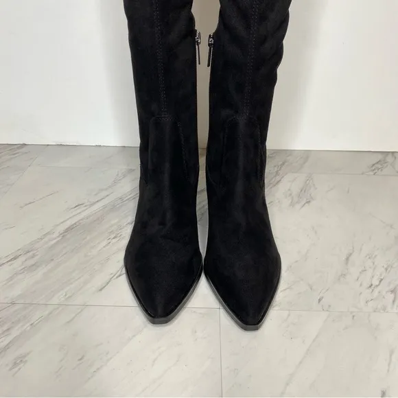 New! Marc Fisher Okun Black Pointy Toe Over the Knee Boot 8M