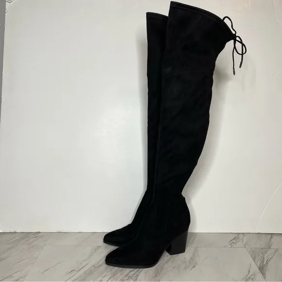 New! Marc Fisher Okun Black Pointy Toe Over the Knee Boot 8M