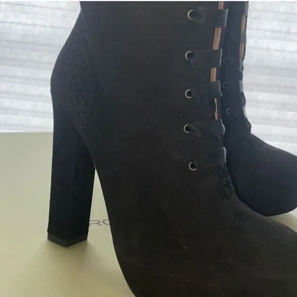NEW Marchez Vous Roux Boot Black Suede Sz 7