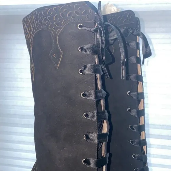 NEW Marchez Vous Roux Boot Black Suede Sz 7