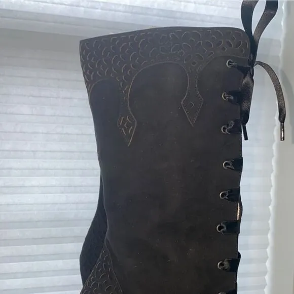 NEW Marchez Vous Roux Boot Black Suede Sz 7