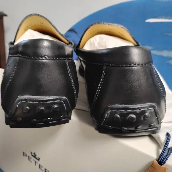 ❤️New Mens PETER MILLAR Black Horsebit Leather Driving Loafers Shoes 9 Dustbag