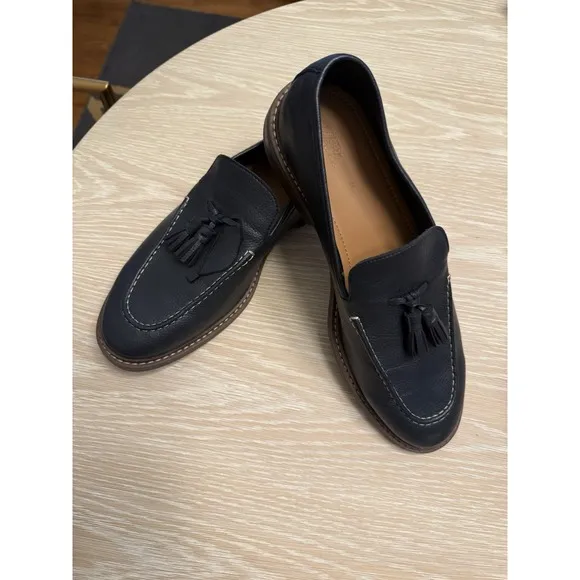 New Mens Zara Leather Penny Loafers Shoes Dark Navy Sz 10.5 EU44