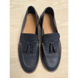New Mens Zara Leather Penny Loafers Shoes Dark Navy Sz 10.5 EU44