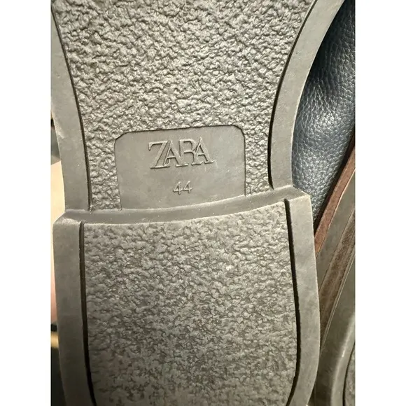 New Mens Zara Leather Penny Loafers Shoes Dark Navy Sz 10.5 EU44
