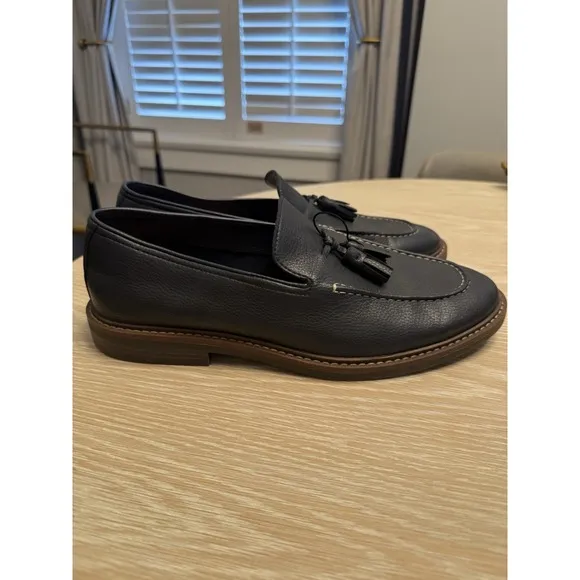 New Mens Zara Leather Penny Loafers Shoes Dark Navy Sz 10.5 EU44
