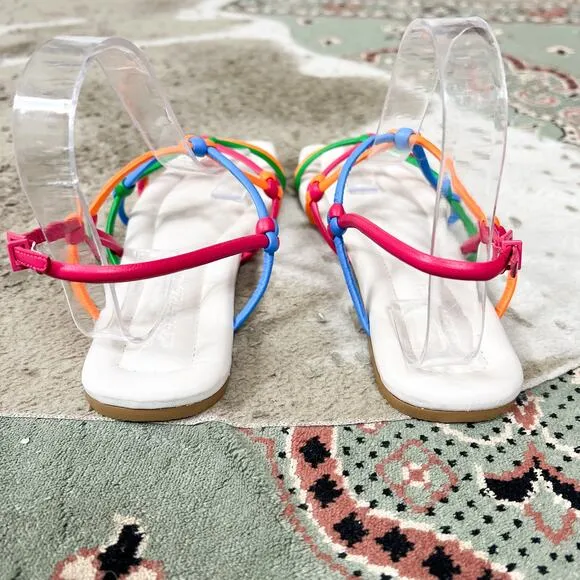 NEW Mercedes Castillo | Camille Colorful Leather Strappy Flats Sandals NWOB 8.5