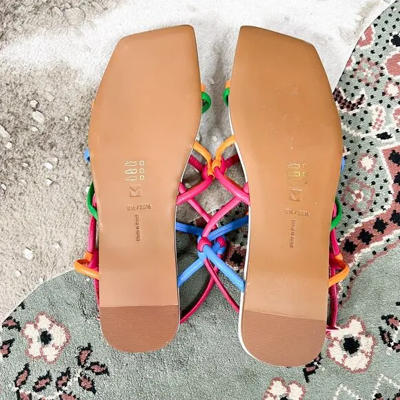 NEW Mercedes Castillo | Camille Colorful Leather Strappy Flats Sandals NWOB 8.5