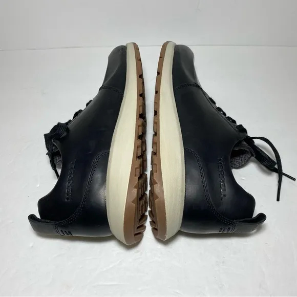 New Merrel Mens Ashford Athletic Sneakers Black Leather Low Top Lace Up Size 8