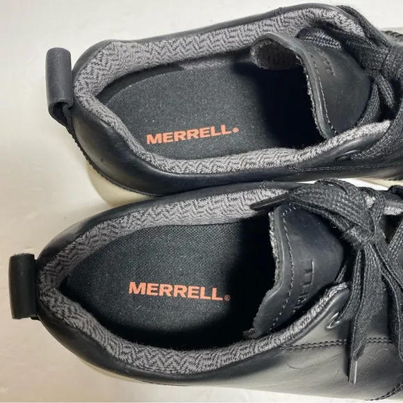 New Merrel Mens Ashford Athletic Sneakers Black Leather Low Top Lace Up Size 8