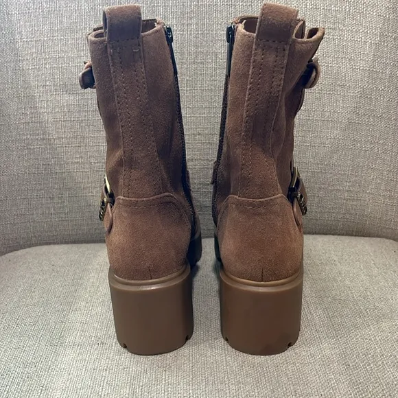 NEW Michael Kors Perry Camel Suede Lug Sole Boots Size 7.5