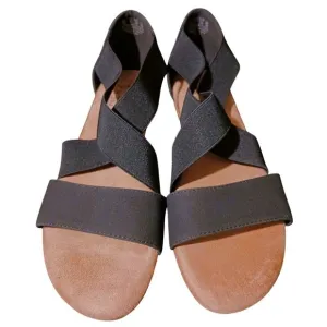 NEW Naturalizer Reflex Elastic Strappy Faux Suede Cork Wedge Sandals, Black, 9