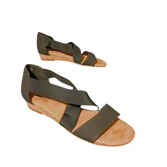 NEW Naturalizer Reflex Elastic Strappy Faux Suede Cork Wedge Sandals, Black, 9
