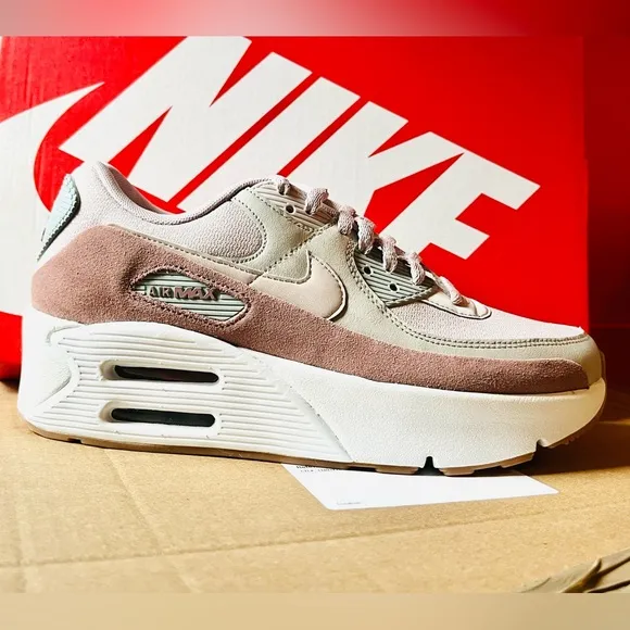 New NIKE AIR MAX 90 LV8 Platform Women Sneakers Iron Mauve size 9 FD4328 001