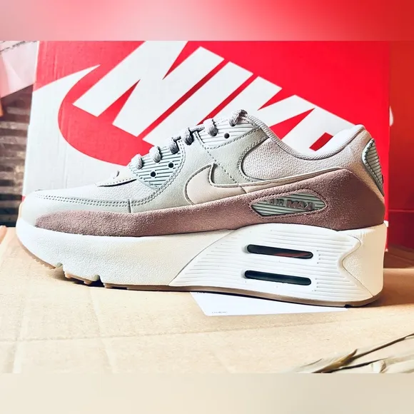 New NIKE AIR MAX 90 LV8 Platform Women Sneakers Iron Mauve size 9 FD4328 001