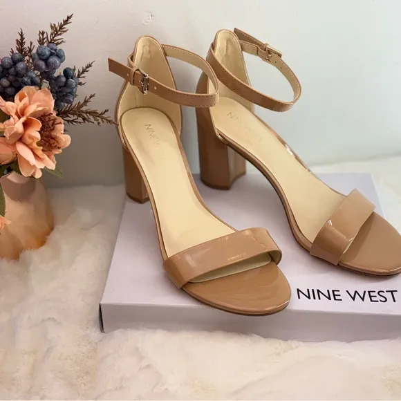 NEW NINE WEST PRUCE ANKLE STRAP BLOCK HEEL SANDALS