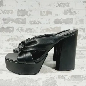 NEW Open Edit Kaia Black High Chunky Block Heel Open Toe Slip On Sandals W542