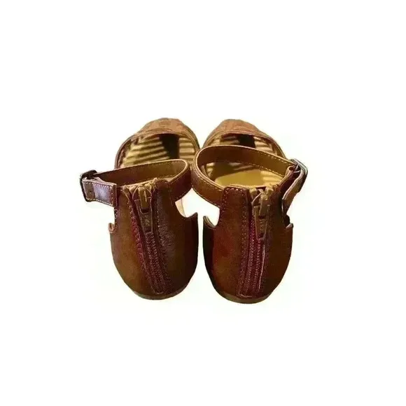 NEW Pacifica Women's Size 7 Whiskey Brown Sandals Flats with Ankle Strap