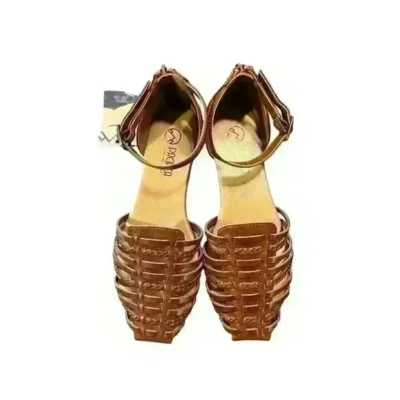 NEW Pacifica Women's Size 7 Whiskey Brown Sandals Flats with Ankle Strap