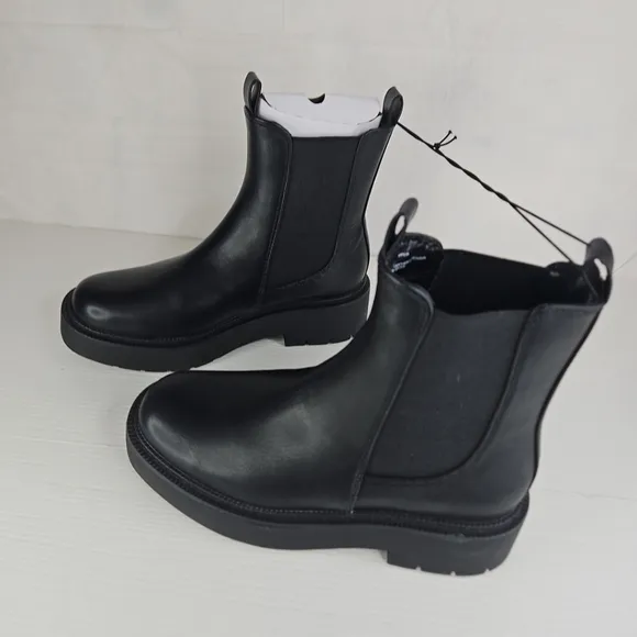 New Platform Lowboots Elegant Women Chunky Demi Shelsea Boots Black Size6.5