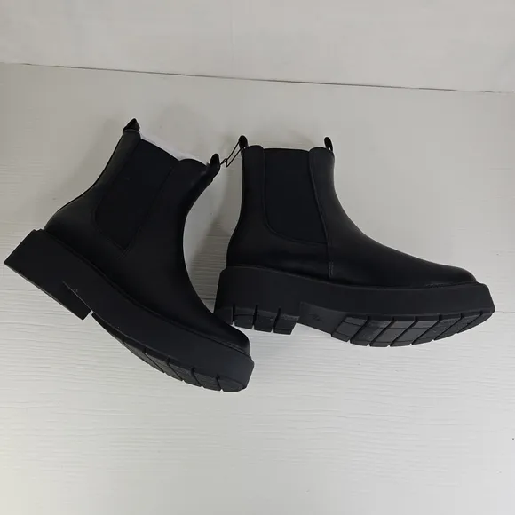 New Platform Lowboots Elegant Women Chunky Demi Shelsea Boots Black Size6.5