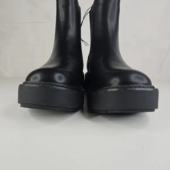 New Platform Lowboots Elegant Women Chunky Demi Shelsea Boots Black Size6.5