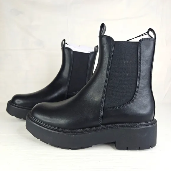 New Platform Lowboots Elegant Women Chunky Demi Shelsea Boots Black Size6.5