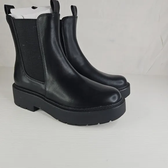 New Platform Lowboots Elegant Women Chunky Demi Shelsea Boots Black Size6.5