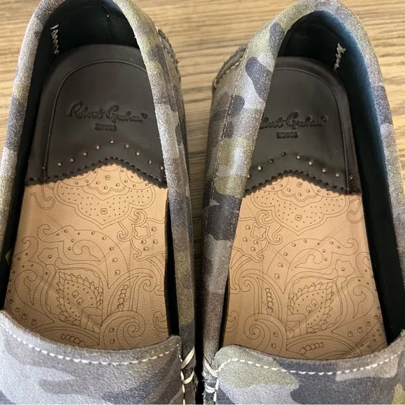 New Robert Graham Phase suede camo driving loafers green size 10