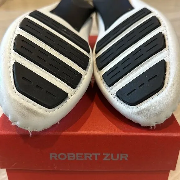New Robert Zur Petra White Woven Leather Loafers Driving Moccasins Shoes Sz 9