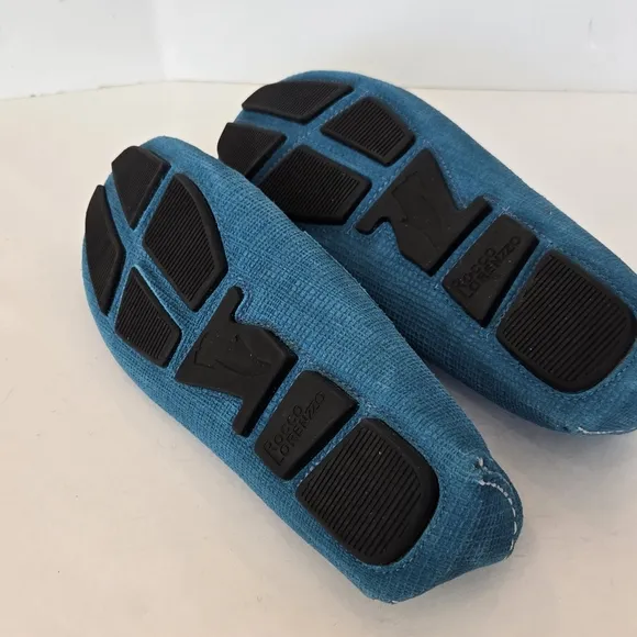 New Rocco Lorenzzo blue  suede leather driving loafers made in Brazil