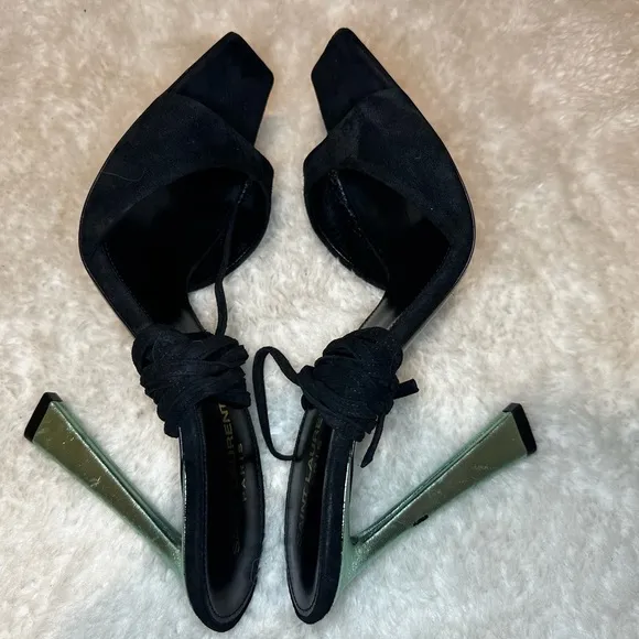 New Saint Laurent Paz Heeled Sandals Size 38