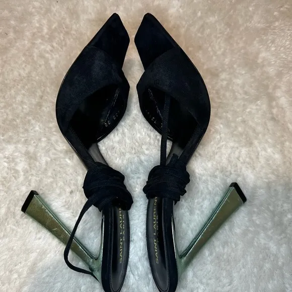 New Saint Laurent Paz Heeled Sandals Size 38