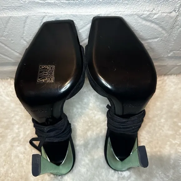 New Saint Laurent Paz Heeled Sandals Size 38
