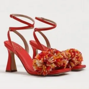 NEW Sam edelman CLARE Ankle Strap confetti red square toe heel size 6.5
