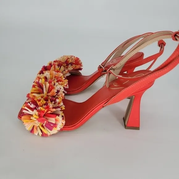 NEW Sam edelman CLARE Ankle Strap confetti red square toe heel size 6.5