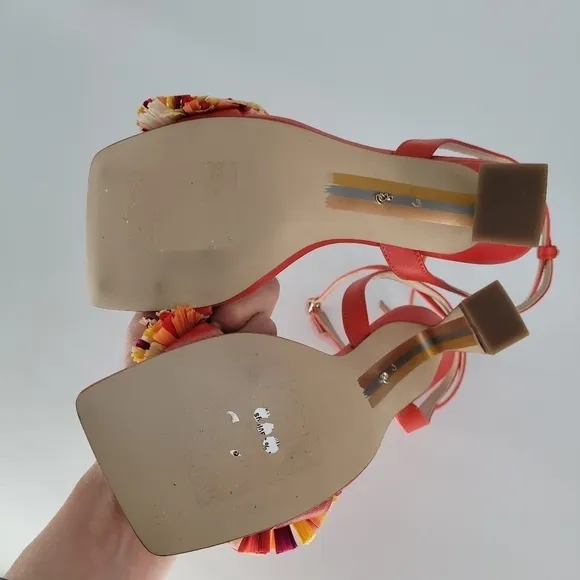 NEW Sam edelman CLARE Ankle Strap confetti red square toe heel size 6.5
