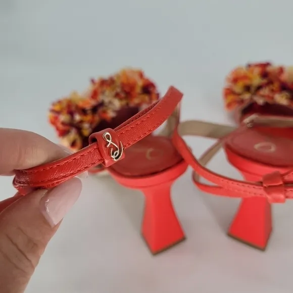 NEW Sam edelman CLARE Ankle Strap confetti red square toe heel size 6.5