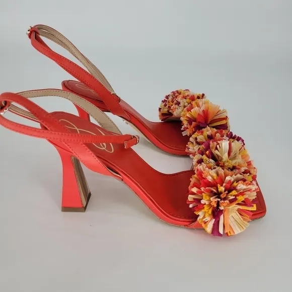 NEW Sam edelman CLARE Ankle Strap confetti red square toe heel size 6.5